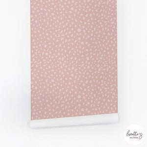 Removable wallpaper with pink dalmatian pattern/ self adhesive or traditional wallpaper/ bohemian wall mural