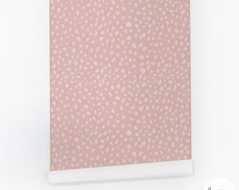 Removable wallpaper with pink dalmatian pattern/ self adhesive or traditional wallpaper/ bohemian wall mural