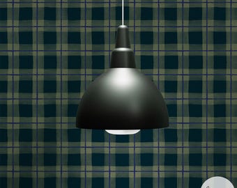 Gingham Plaid Grasscloth Wallpaper