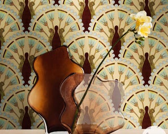Metallic Art Deco Floral Wallpaper
