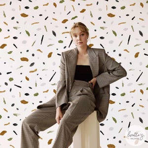 Elegant Cream Colored Wallpaper Peel And Stick Wallpaper With Abstract Stone Terrazzo Removable Wall Covering For Walls