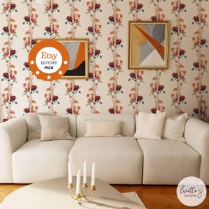 Colorful Wallpaper Floral Wallpaper Peel And Stick Accent Wall Living Room Multicolored Background With Rose Detail Vintage Floral Wallpaper