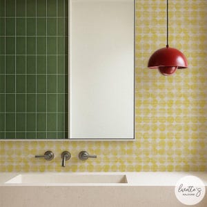 Sunny Retro Chic Print Grasscloth Wallpaper