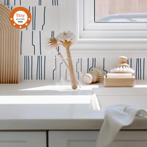 Painéis de revestimento autoadesivos com linhas azuis desenhadas à mão: Vinil resistente à água