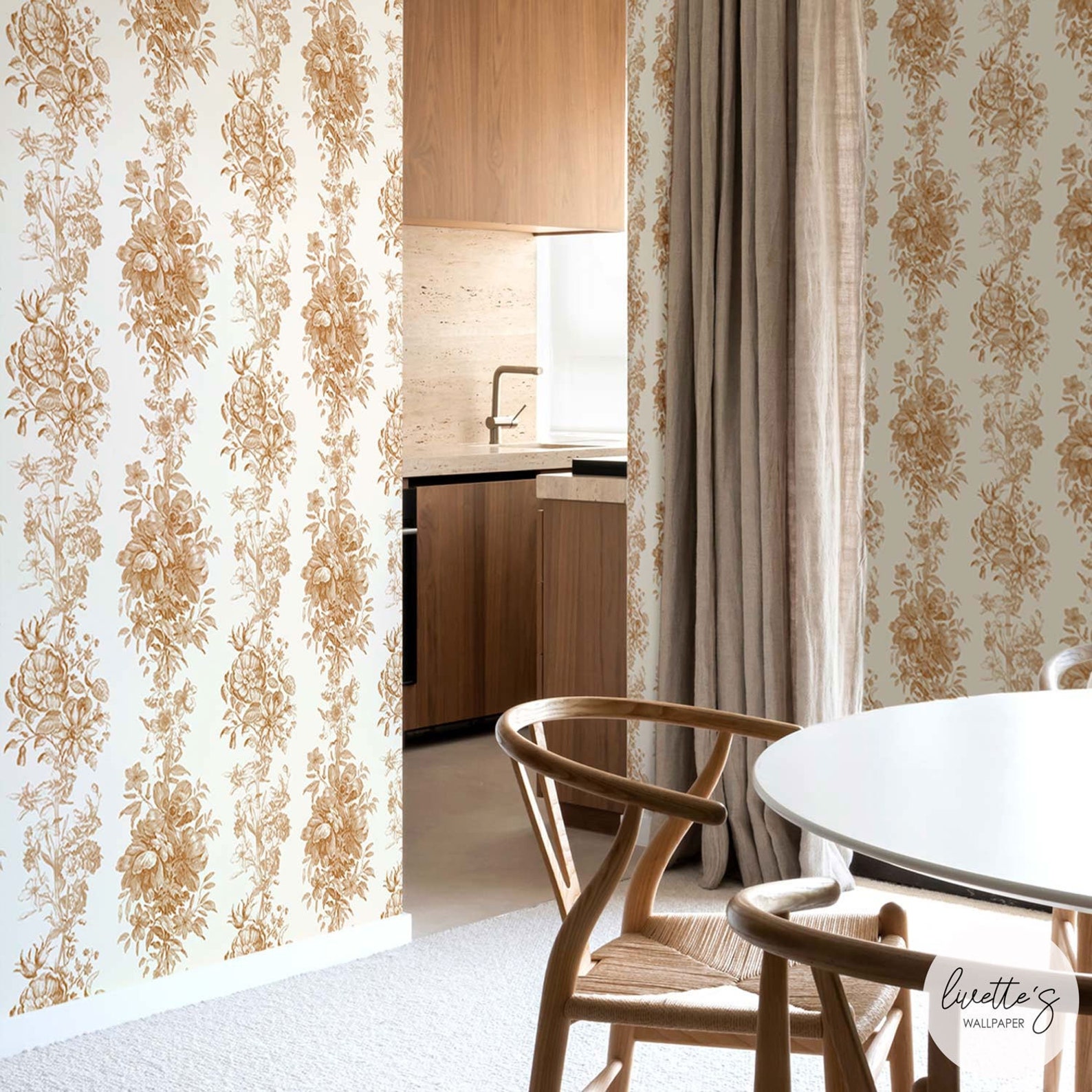 Neutral Toile Wallpaper, Victorian Style, Peel and Stick - Etsy