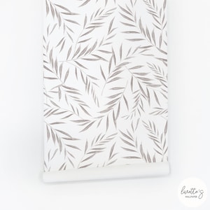 Grey botanical removable wallpaper, available as self adhesive or non woven wallpaper