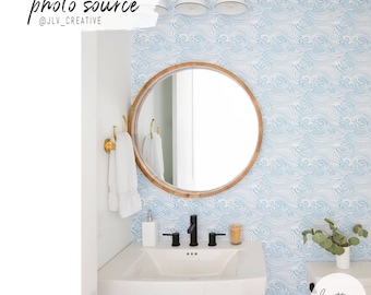 Ocean Waves Wallpaper, Coastal style, Nautical Japanese, Self Adhesive and Traditional material