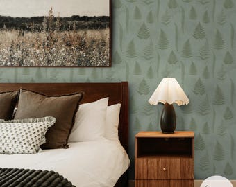 Olive Green Wallpaper Fern Wallpaper Botanical Wall Design Bedroom Accent Wall In Green Olive Floral Wallpaper Vintage Pattern Wallpaper