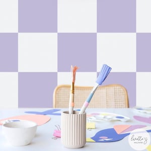 Pop Art Checkers Wallpaper In Lavender Color / Modern design wallpaper / Traditional or Self Adhesive Wallpaper