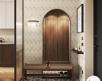 Tiny Fern Lines Grasscloth Wallpaper