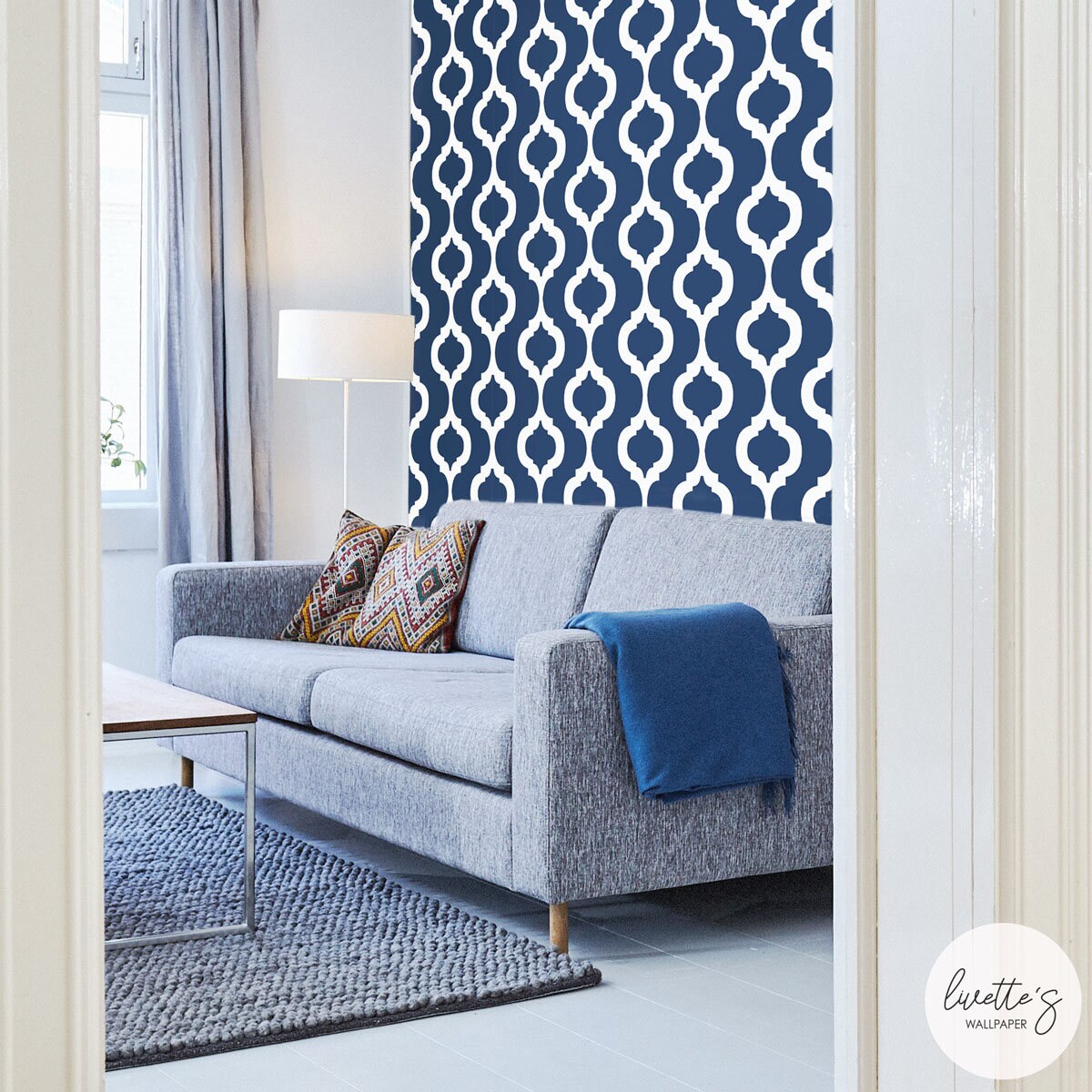 Living room wallpaper with moroccan design available self | Etsy