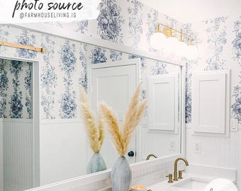 Blue Toile Removable Wallpaper, Victorian French Chic Style