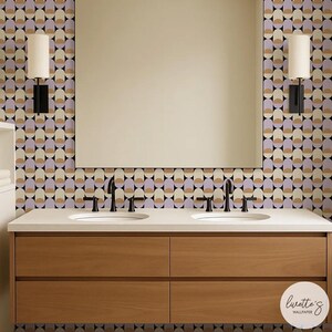 Lavender Wallpaper Geometric Peel And Stick Wallpaper Retro Design Pastel Purple Wallpaper Boho Bathroom Wallpaper Accent Wall Decor