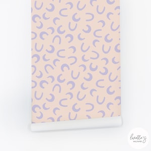 Peel And Stick Wallpaper Abstract Pink & Purple Wallpaper Eclectic Removable Wall Paper Danish Pastel Wallpaper Style Self Adhesive Panel