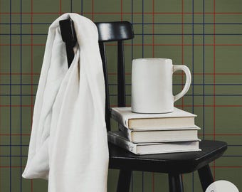 Green Criss Cross Plaid Grasscloth Wallpaper