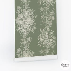 Green Floral Wallpaper Vintage Peel and Stick Wallpaper Floral ...