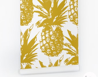 Gold Color Tropical Wallpaper Bed Background Pineapple Wallpaper Peel And Stick Jungle Wallpaper