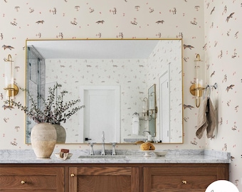 Japanese Cherry Blossom Bird Wallpaper – Light Neutral Removable Wall Decor