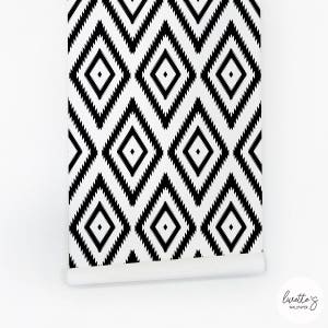 Tribal Print Wallpaper Design Removable Minimalist Boho Wallpaper Black And White Peel And Stick Wallpaper