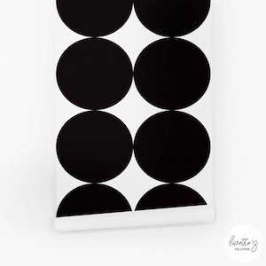 Large Dot Wallpaper, Black Bold Polka Dot, Mid Century, Modern Temporary or Traditional Wallpaper