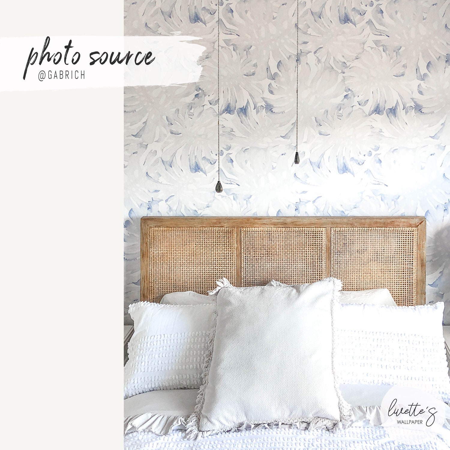 Blue Palm Leaf Removable Wallpaper / Tropical Traditional Etsy