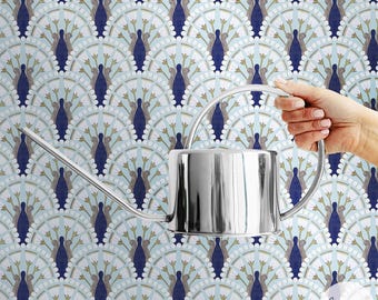 Art Deco Wallpaper Floral Wallpaper In Blue Luxurious Wallpaper For Living Room Blue Luxury Wallpaper Art Deco Style Wall Art