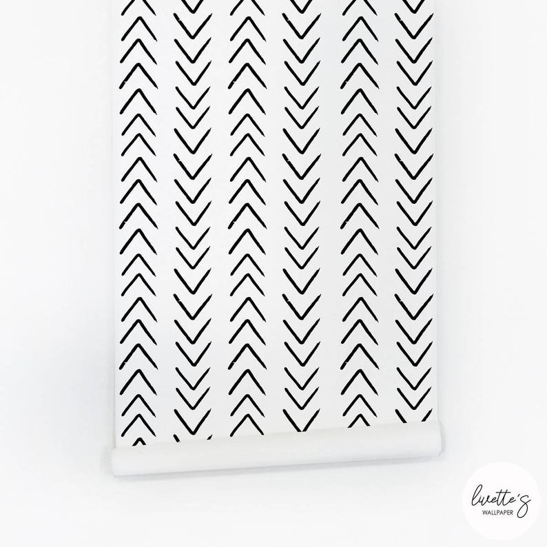 Panel of the arrow pattern  removable wallpaper in black and white