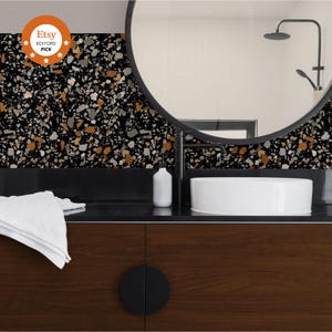 Dark Terrazzo Backsplash Peel And Stick Kitchen Backsplash Ideas For Bathroom Black Kitchen Backsplash Terrazzo Pattern Kitchen Backsplash