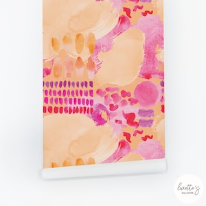 Peel And Stick Wallpaper Abstract Wall Art Wallpaper Removable And Renter Friendly Self Adhesive Wallpaper Pink Orange Custom Made Wallpaper
