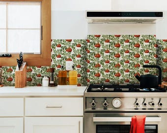 Vintage Tomato Peel and Stick Kitchen Backsplash