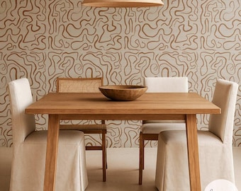 Neutral Abstract Funky Lines Grasscloth Wallpaper