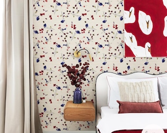 Colorful Wildflower Meadow Grasscloth Wallpaper