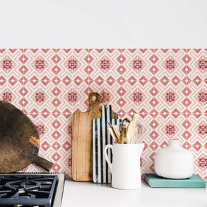 Pink Moroccan Tile Peel and Stick Backsplash