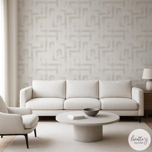 Abstract Metro Lines Wallpaper, Mist & Off White, Removable Wallpaper
