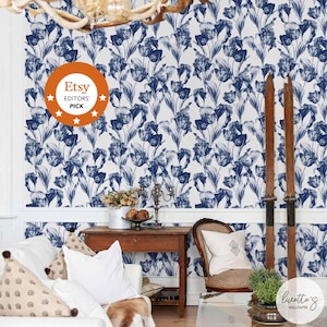Vintage Floral Wallpaper Navy Blue Wallpaper Hallways With Wallpaper Floral Peel And Stick Wallpaper Dark Floral Wallpaper Blue Accent Wall