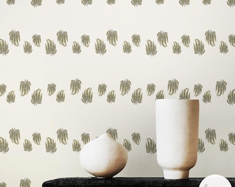 Botanical Fern Print Wallpaper – Green Leaf Pattern, Removable Peel & Stick