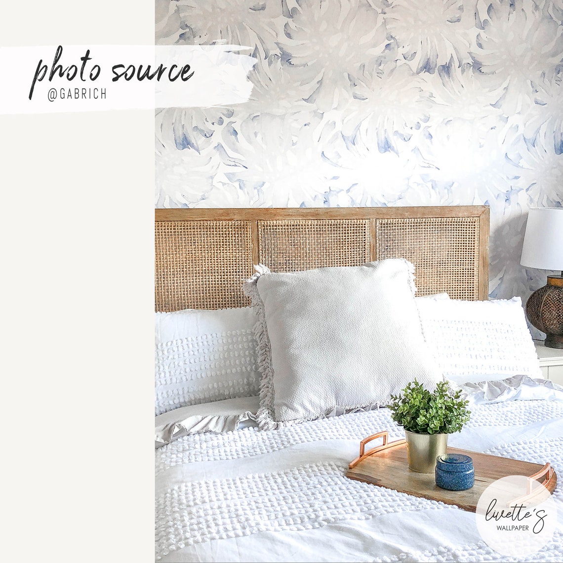 Blue Palm Leaf Removable Wallpaper / Tropical Traditional Etsy