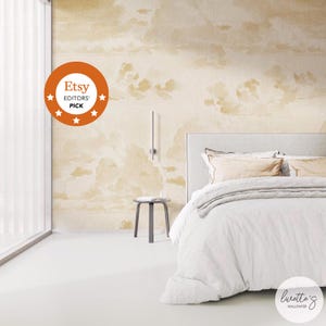 Murale da parete con nuvole vintage in perla metallizzata