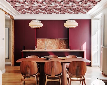 Pink Red Floral Wallpaper for Ceilings – Aster Flower Design