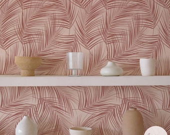 Pink Tropical Palm Leaf Removable Wallpaper