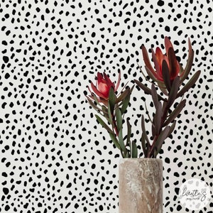 Dalmatian Print Removable Wallpaper Black And White Spotty Wallpaper Animal Wall Decor Trendy Wallpaper image 2