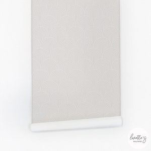 Art Deco Tile Accent Wallpaper, Elegant Scallop Design, Bohemian Bedroom, Peel and stick or Traditional Wallpaper