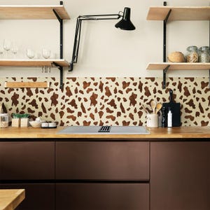 Animal Print Backsplash | Watercolor Cow Print Removable Wall Decal