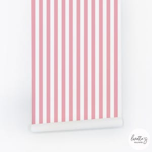 Striped Wallpaper For Bathrooms Peel And Stick Pink Wallpaper Minimalist Wallpaper For Walls Simple Temporary Wall Paper By Livettes