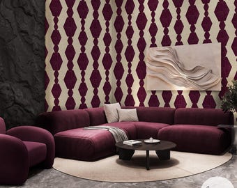 Infinity Wood Block Grasscloth Wallpaper in Plum