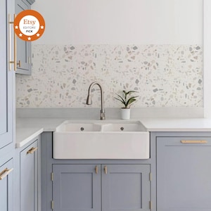 Paraschizzi in terrazzo greco staccabile e attaccabile: decorazioni per la cucina senza vinile