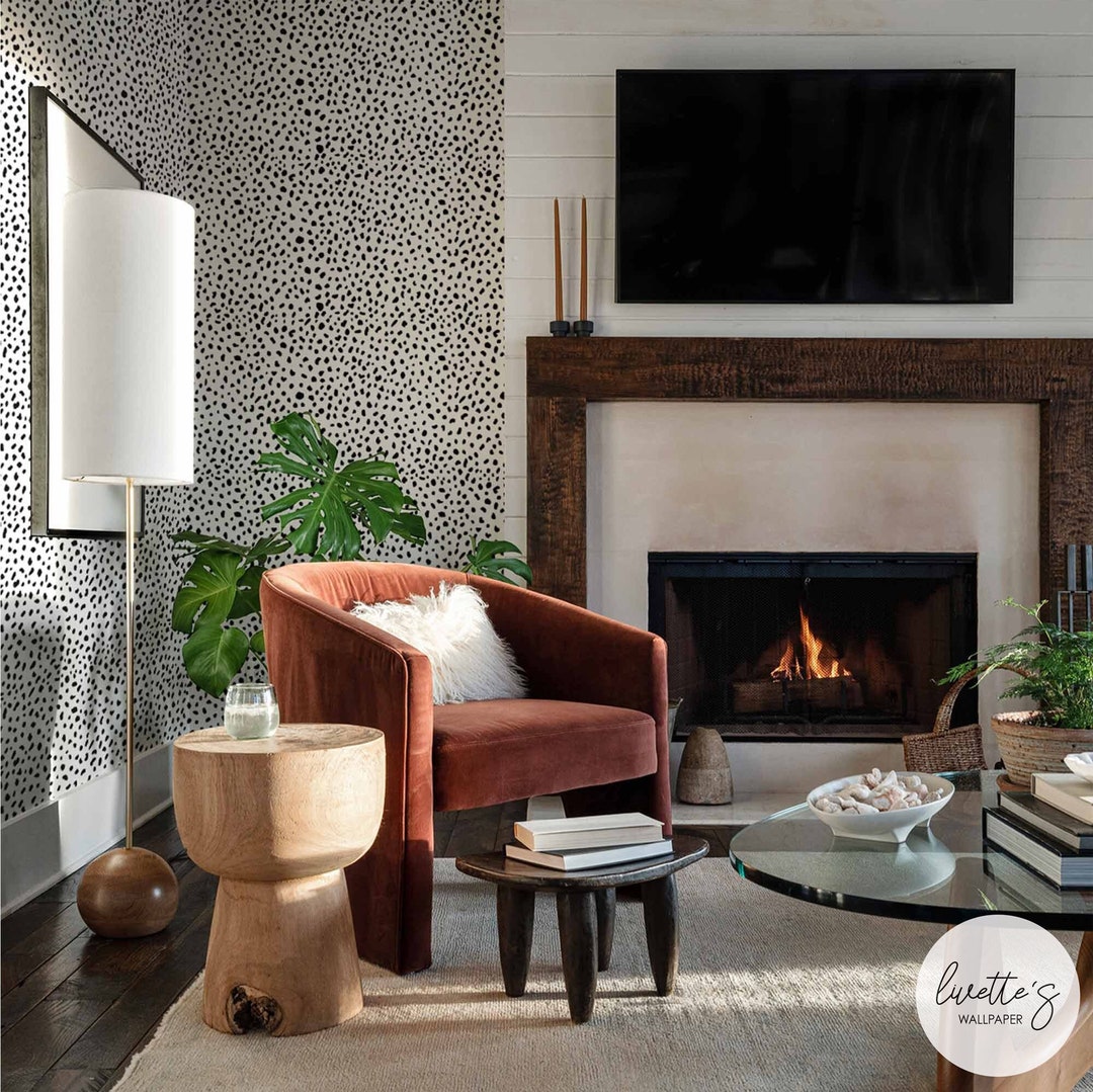 Dalmatian Print Removable Wallpaper Black and White Spotty Wallpaper