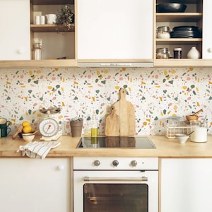 Terrazzo Peel And Stick Backsplash Best Backsplash For White Kitchen Colorful Backsplash Designs Modern Farmhouse Kitchen Backsplash Design