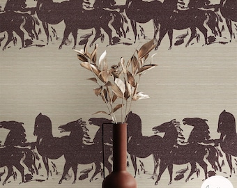 Abstract Horses Grasscloth Wallpaper
