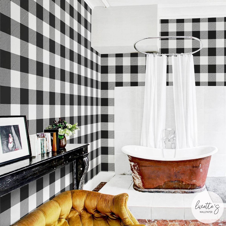 Gingham Removable Wallpaper Buffalo Check Plaid Self Etsy Canada